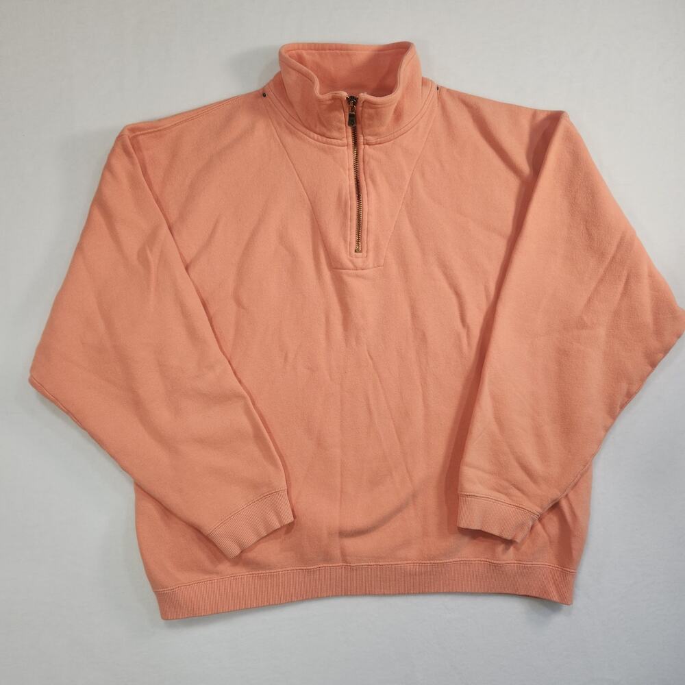 Original Island Sport Sweater Mens XL Orang Coral Peach Pullover Zip Long Sleeve